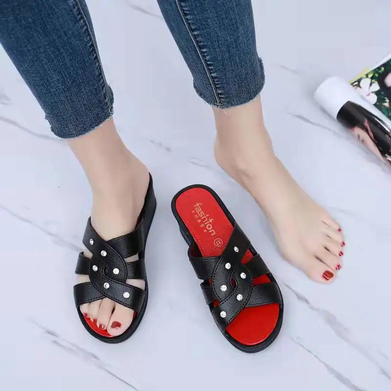 Fashion Slippers Platform Wedges Women  Sandals Summer Female Mules Clogs Beach Shoes Thick Bottom Non-Slip Solid Chaussures2024