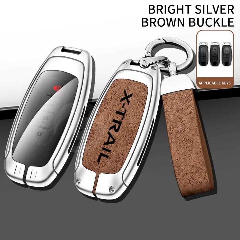 Zinc Alloy Car Key Case Cover For Nissan X-Trail T30 T31 T32 T33 Key Shell Protector Bag With Keychain Interior Accessories