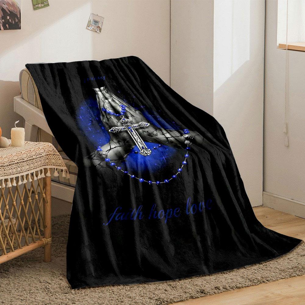 Faith Hope Love Prayer Throw Blanket Printed Blanket for Living Room Bed Couch lunch break Soft Cozy Blanket for Friend's festival Gift