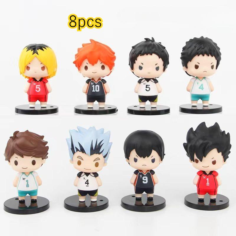 Anime Haikyuu!! Volleyball boy Hinata Shoyo Tobio Kageyama 8pcs/set Figure toy Car Decoration Christmas gift 8CM