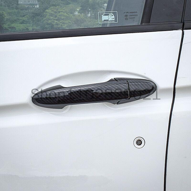 Carbon Fiber Chrome Car Side Door Handle Cover Sticker Styling Accessories For Honda Fit Jazz 2014-2020 2019 2018 2017 2016 2015