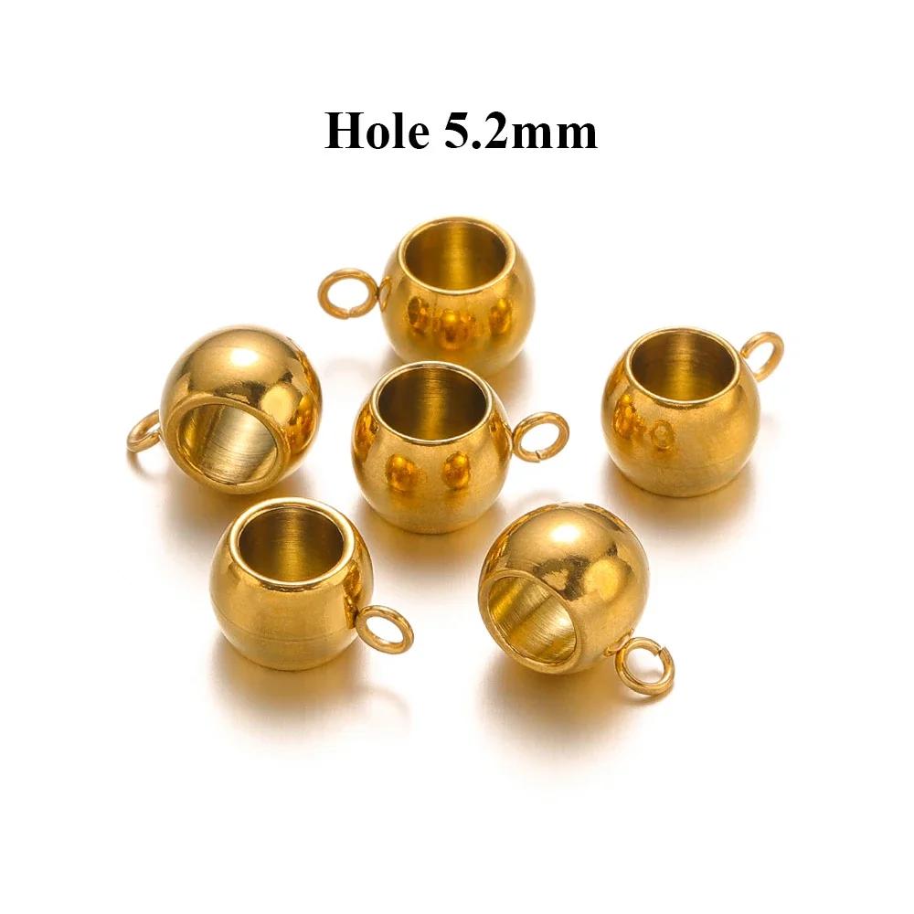 20pcs Stainless Steel Spacer Beads Pendant Charms Clasps Gold Color Bail Beads for DIY Jewelry Making Charms Bracelets 4mm Hole