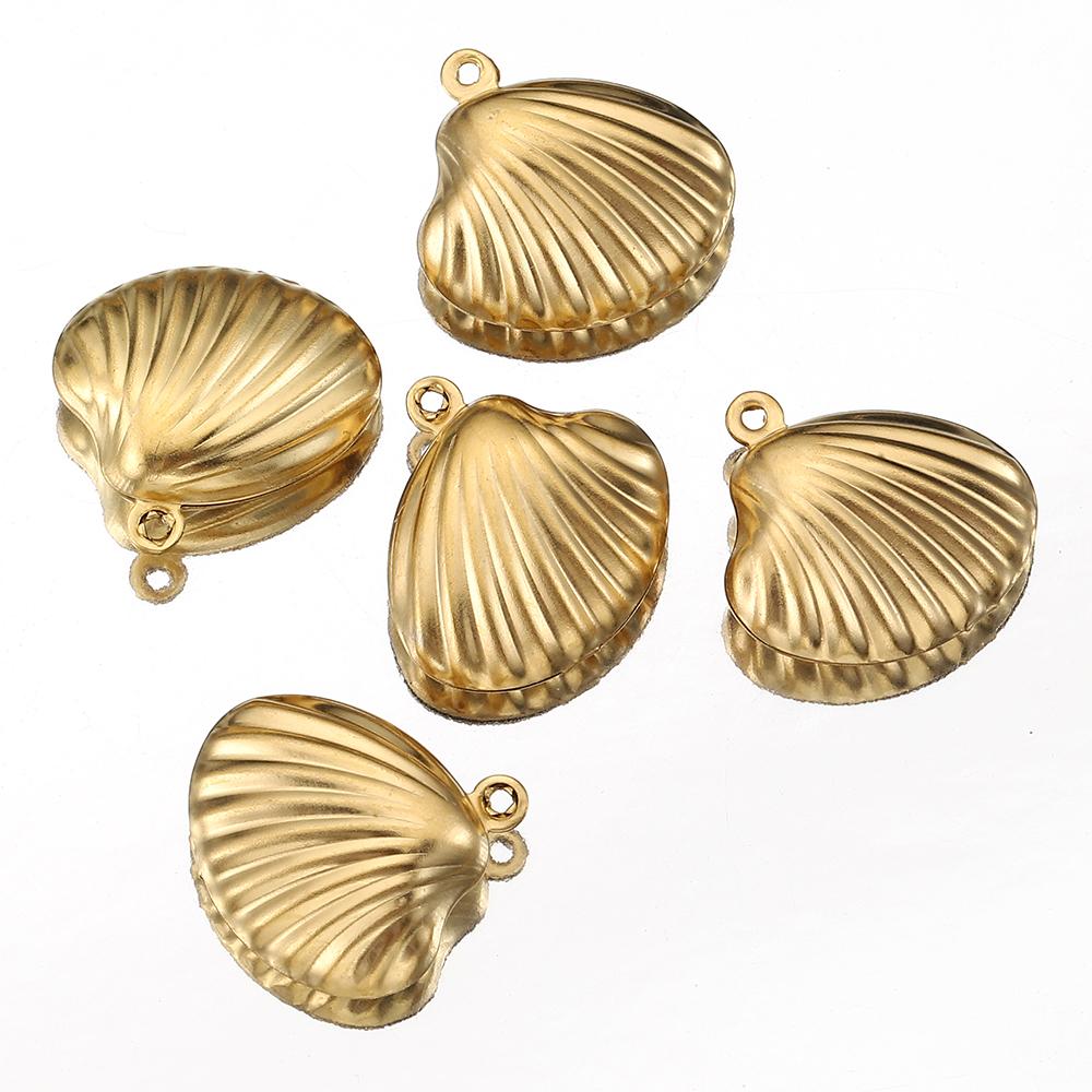 20pcs Stainless Steel Small Shell Charms Gold Plated Pendants for Earrings Jewelry Making DIY Supplies Bulk Wholesale Components