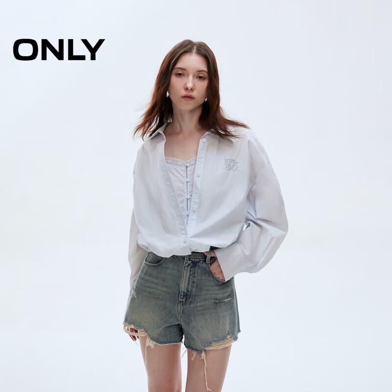 ONLY Women s Faux Two-Piece Drop Shoulder Cropped Shirt S