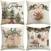 Christmas Atmosphere, Festive and Warm Christmas Tree Decoration, Linen Pillow Case, Home Bedroom Sofa Cushion