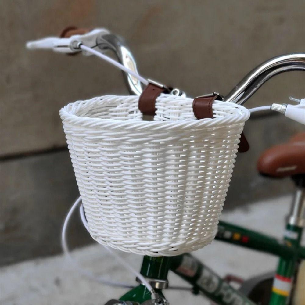 Adjustable Leather Straps Toddler Tiny Tricycle Baskets Front Handlebar Basket  Girls