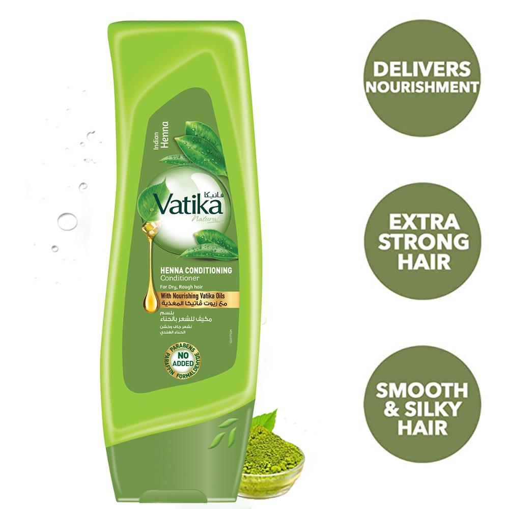For Dry and Rough Hair Conditioner with Indian Henna Vatika Oils Dabur UAE, India | Natural & Herbal Conditioning Solution | Smoothens & Adds Shine |