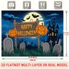Party Backdrop Halloween Flat Spooky Pumpkin Graveyard Multi Layered Celebrations Event Backdrop Decoration Front Door Decor