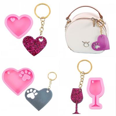 Love Heart Wine Glass Silicone Casting Epoxy Molds For Diy Resin Pendant Keychain Jewelry Tools Mould Uv Epoxy Handmade Craft