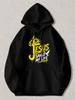 Black Pullover Hoodie with Jesus Saved My Life Graphic Yellow Crown of Thorns and White Dove Design Religious Christian Faith Swea