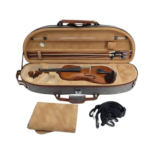 WUQIMUSC 4/4 Full Size Violin Case, Nylon Oxford Cloth, Lightweight Box with Adjustable Shoulder Strap, Travel Violin Case Bag (Gray)