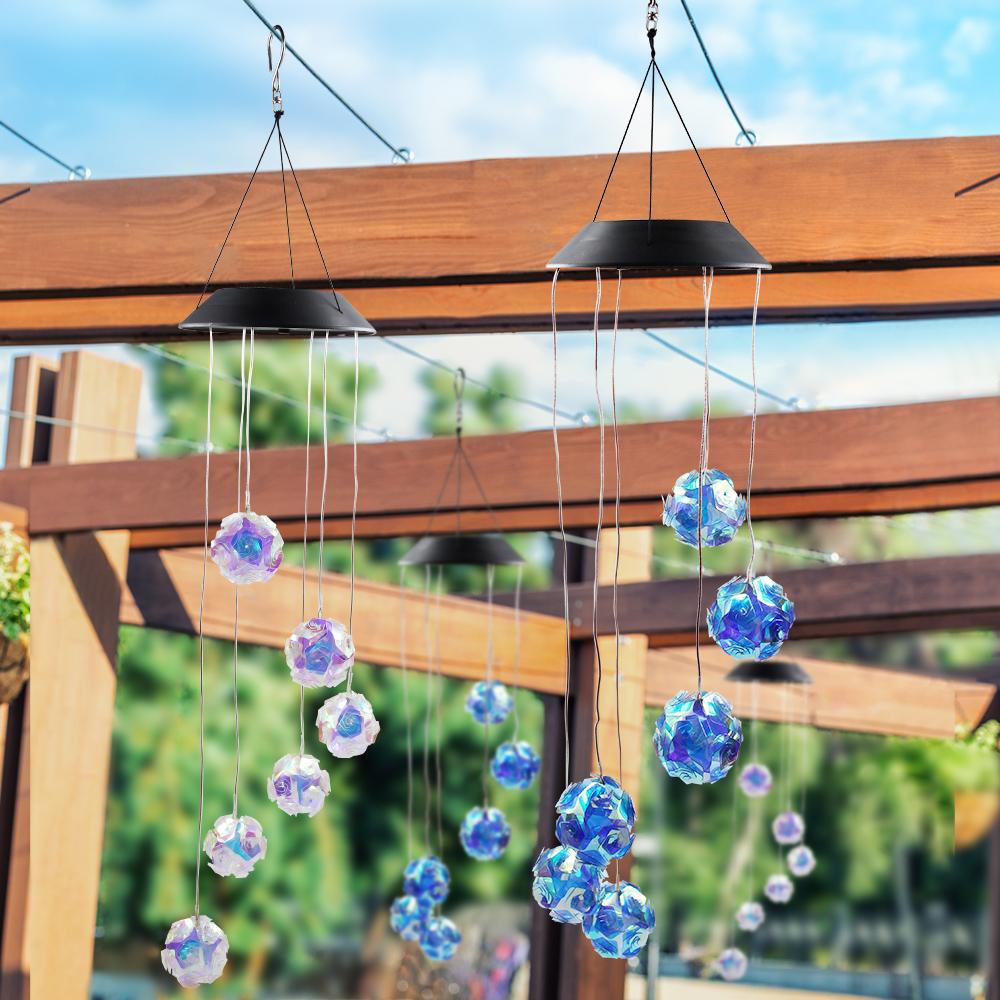 Solar Laser Wind Chime Lights Solar Powered Disco Ball Lamp Landscape Courtyard Lights Waterproof Outdoor Decorative Lamp