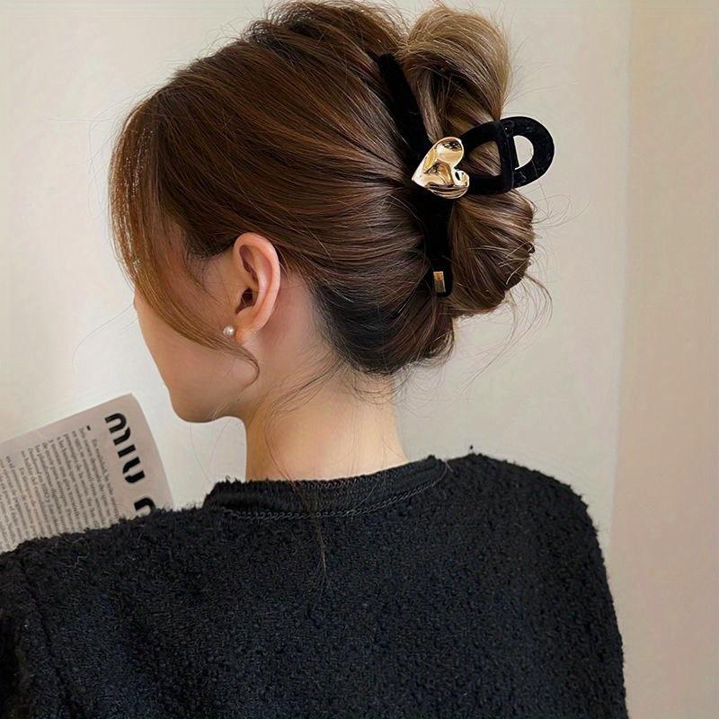 Elegant Vintage Heart-Shaped Hair Claw Acrylic, Perfect for Ponytails & Updos