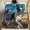 Boston Terrier Oil Painting Pattern Flannel Blanket, High Quality Comfortable for All Seasons, Home Decor, Warmth and Comfort, Perfect for Gifts.