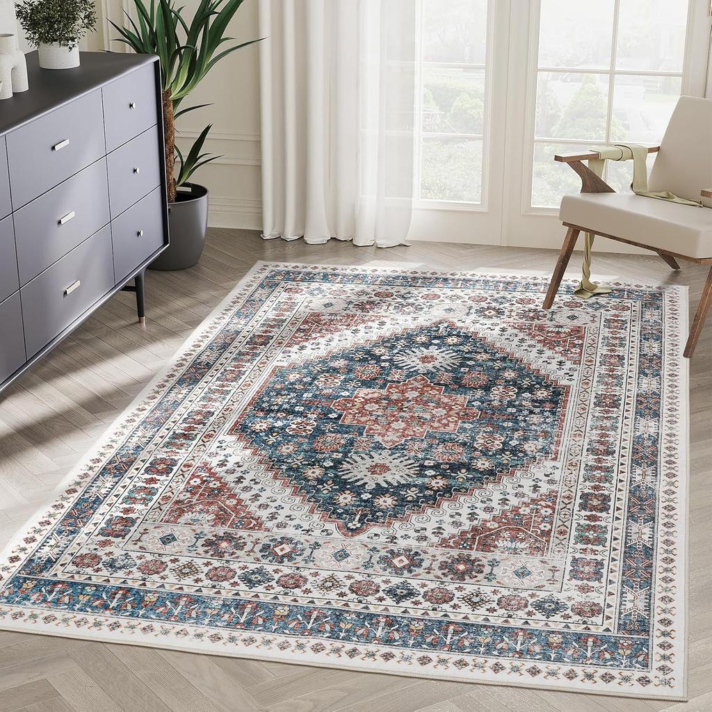Retro Home Living Room Rug Large Size Non-slip Entrance Door Mats Easy Cleaning Soft Bedroom Carpet Decoration