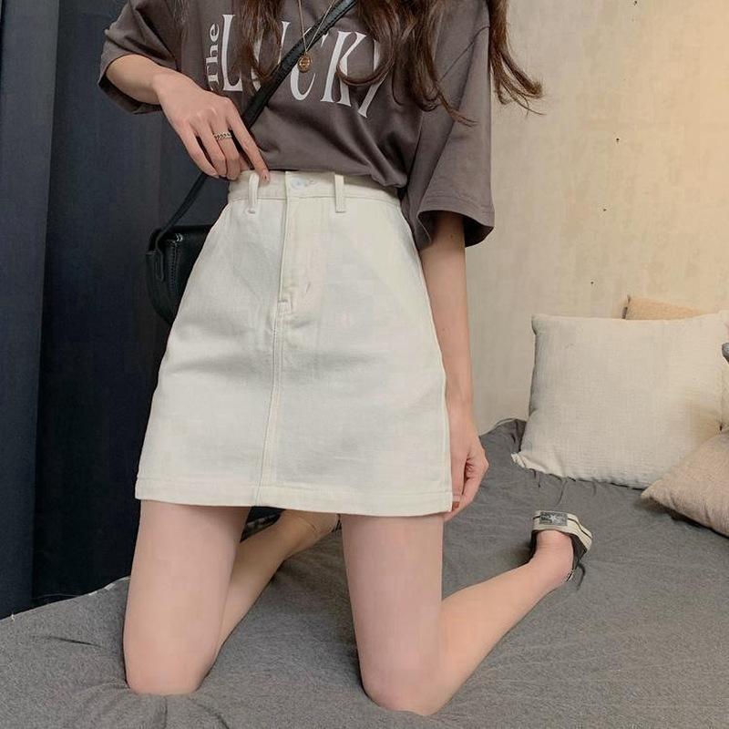 Women's Spring and Summer Thin Section Cattle Shorts Casual Solid Colour Half-body Skirt Casual Package Hip Short Skirt