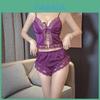 Satin Lingerie Set With Lace Ice Silk Strap Sleepwear For Women