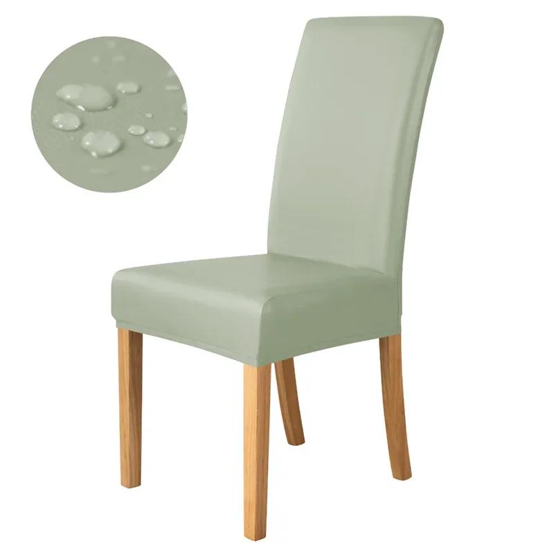 1/4pcs PU Leather Waterproof Dining Chair Covers Anti-dirty Stretch Chair Slipcover Chair Seat Protector for Living Room Kitchen