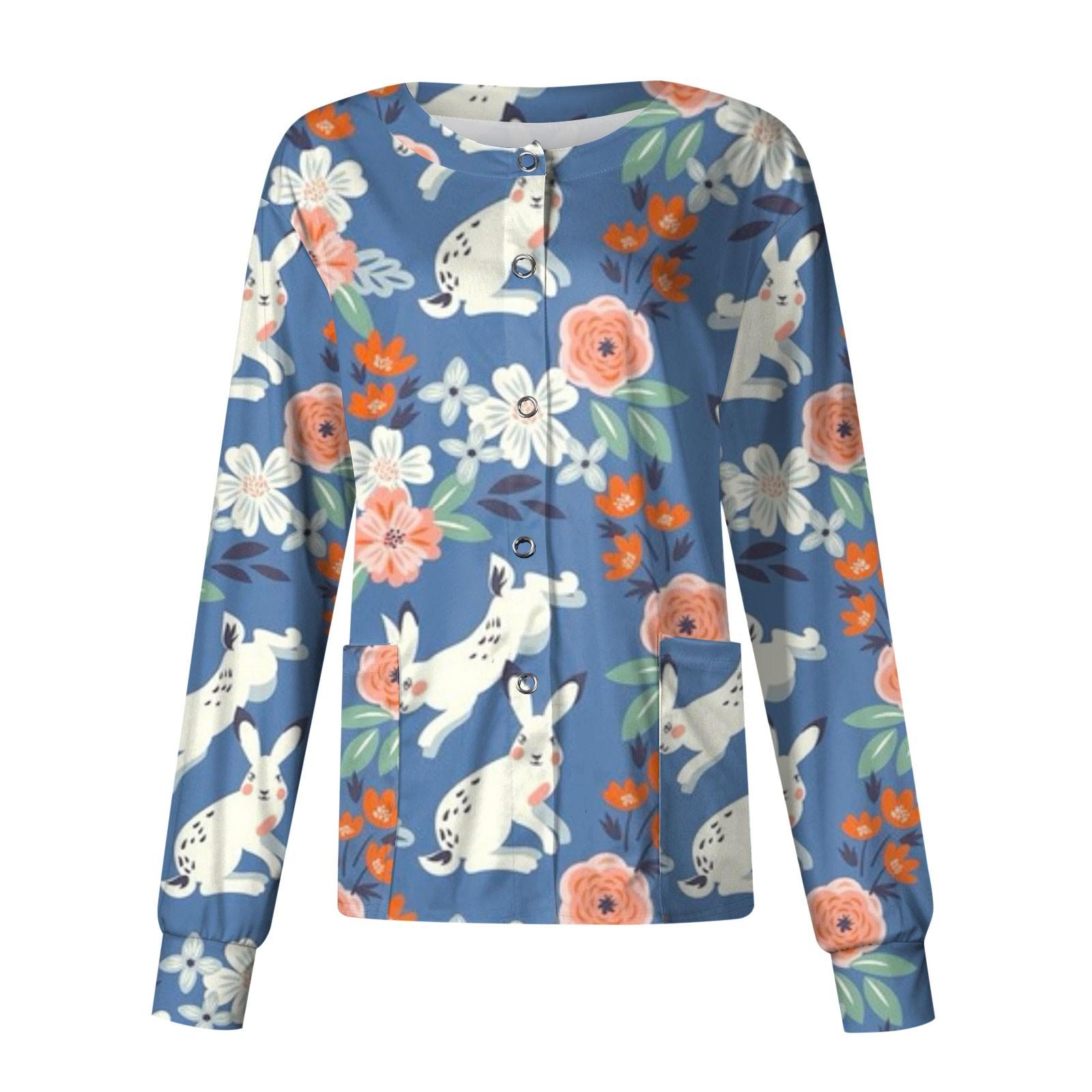 

Женская повседневная однобортная одежда с длинным рукавом и пасхальным принтом, кардиган, топ XXXXXL