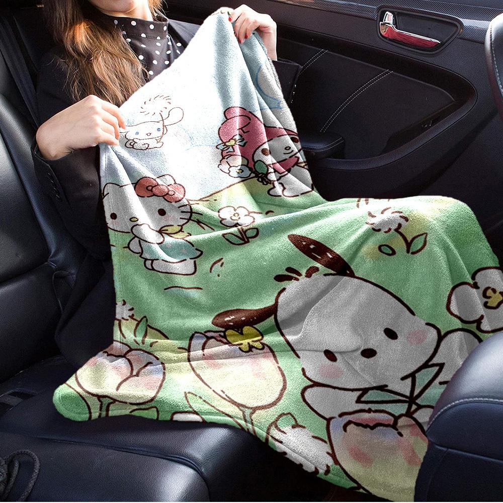 1pc Hello Kitty & Friends Cute Cartoon Character Home Decoration Blanket - Seasonal Universal Comfortable Washable Gift, Suitable for All Ag