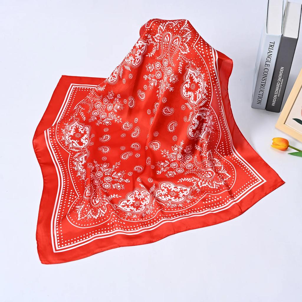Syhood 70cm Square Satin Head Scarves Satin Bandanas for Women Satin Headband Scarves Silk Feeling Scarf Boho Headwear