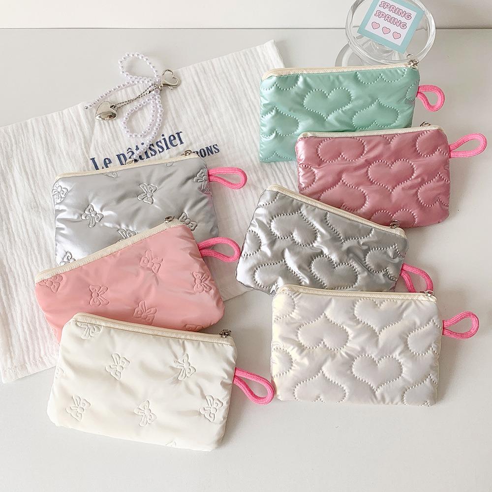 Korean Y2K Bow Stationery Bag Bowknot Love Heart Korean Style Pencil Case Bow Cosmetic Bag  Student