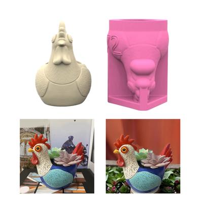 Flexible Silicone Molds Unique Succulent Pots Moulds Rooster Shape Suitable for Decorative Home Garden Accessories