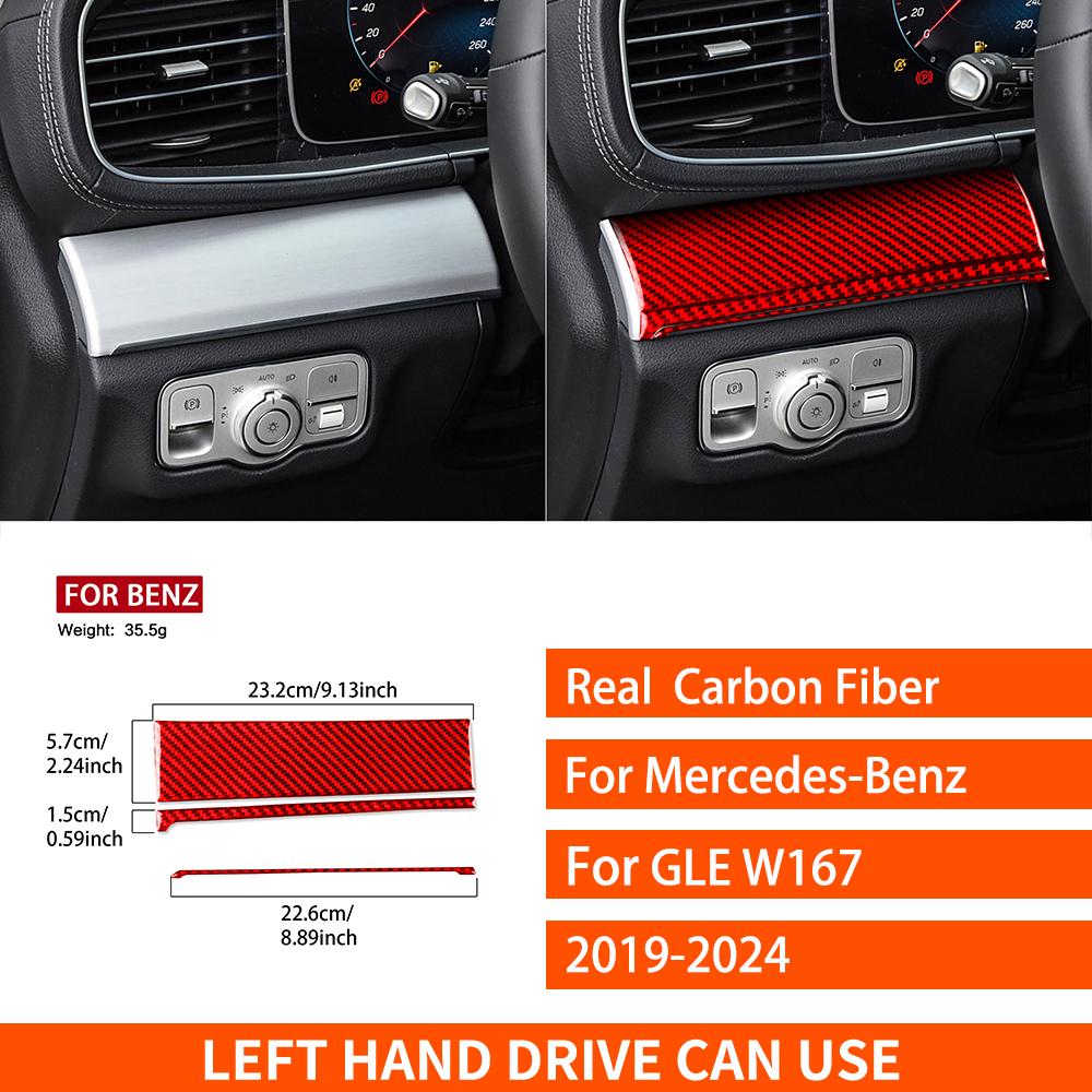 For Mercedes-Benz GLE W167 -2024 Real Carbon Fiber Sticker Driver Dashboard Panel Cover Car Accessories Interior Decorative