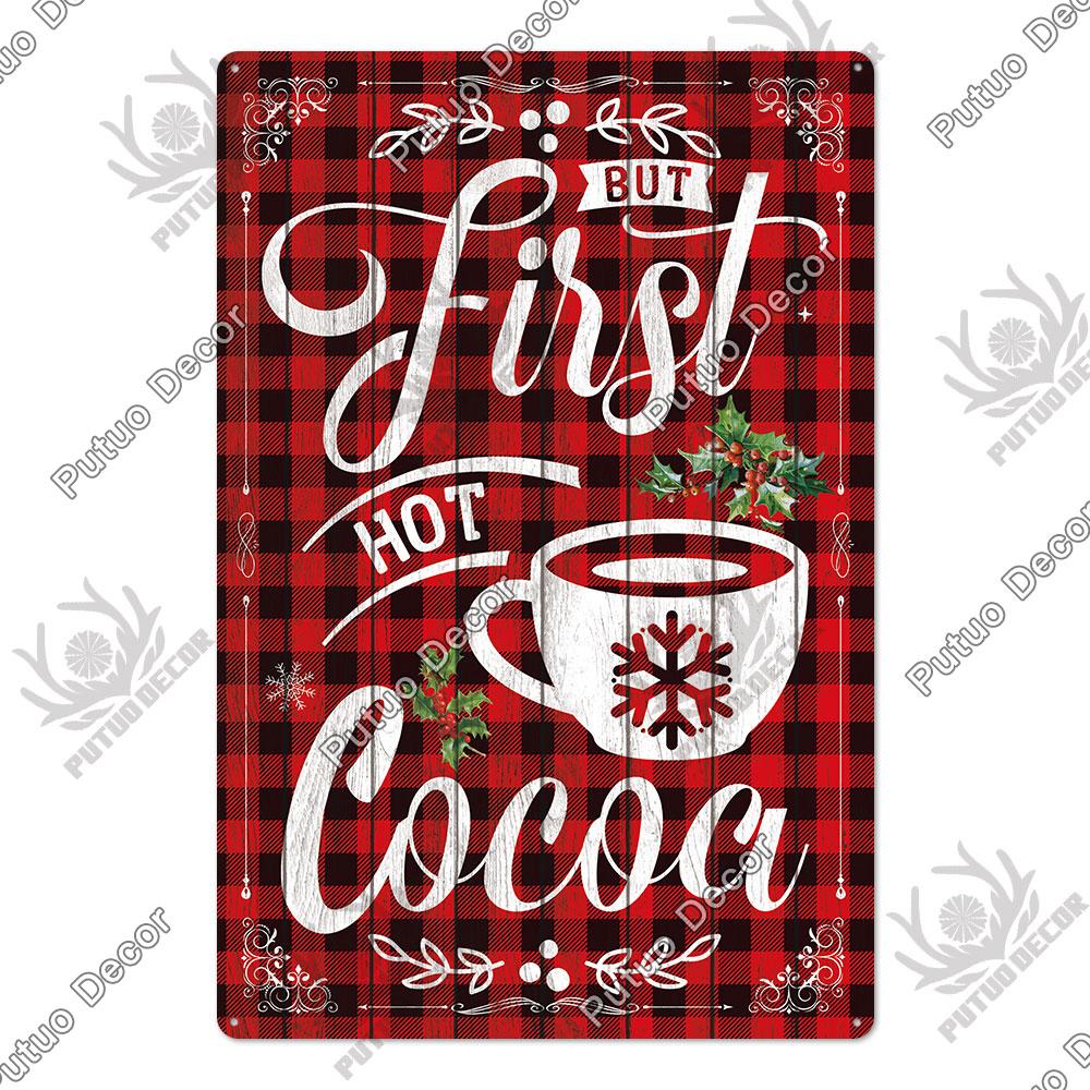 Putuo Decor Coffee Tin Sign Vintage Plaque Metal Plates Shabby Chic Wall Art Poster for Cafe Bar Living Room Home Man Cave Decor
