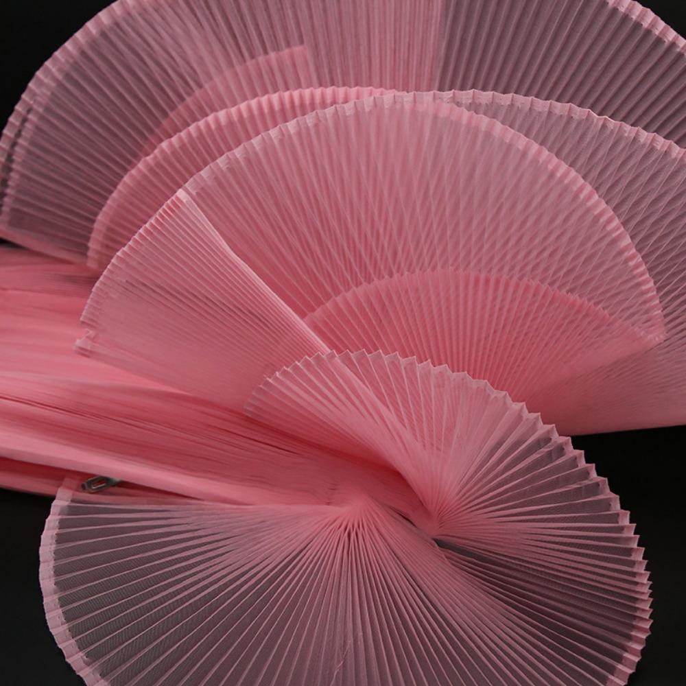 1 jard/150 cm Gładka Tkanina Akordeonowa Plisowana Ręcznie Wykonana Sztywna Siatka Materiał na DIY Projektanta Tkaniny Odzieżowe