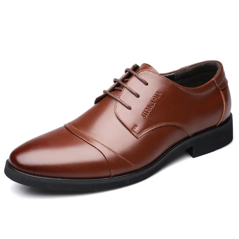 FashionPointed Toe Brown Dress Shoes Man Black Social Shoe for Men Italian Cheap Clearance Legitimate Leather 39 High Quality Fashion