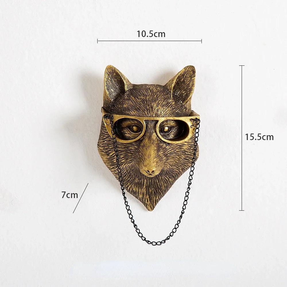 Wall Decoration Resin Imitation Copper Animal Deer Head Wall Storage Hook Wall Hanging Indoor Fireplace Office Decor Figurines