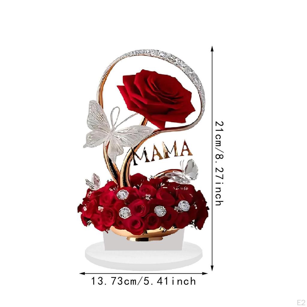 Ornament Floare Trandafir Acrilic Decor de Birou, Semn Plat 2D, Colecție, Placă Afișaj Piesă Centrală de Masă