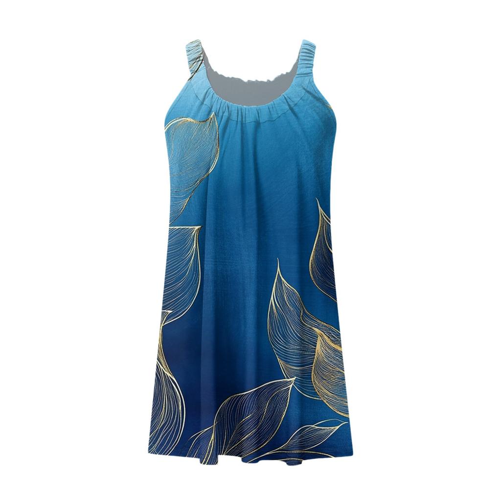 Women's Summer Sleevelesss Scoop Neck Sun Dress Tank Beach Dress