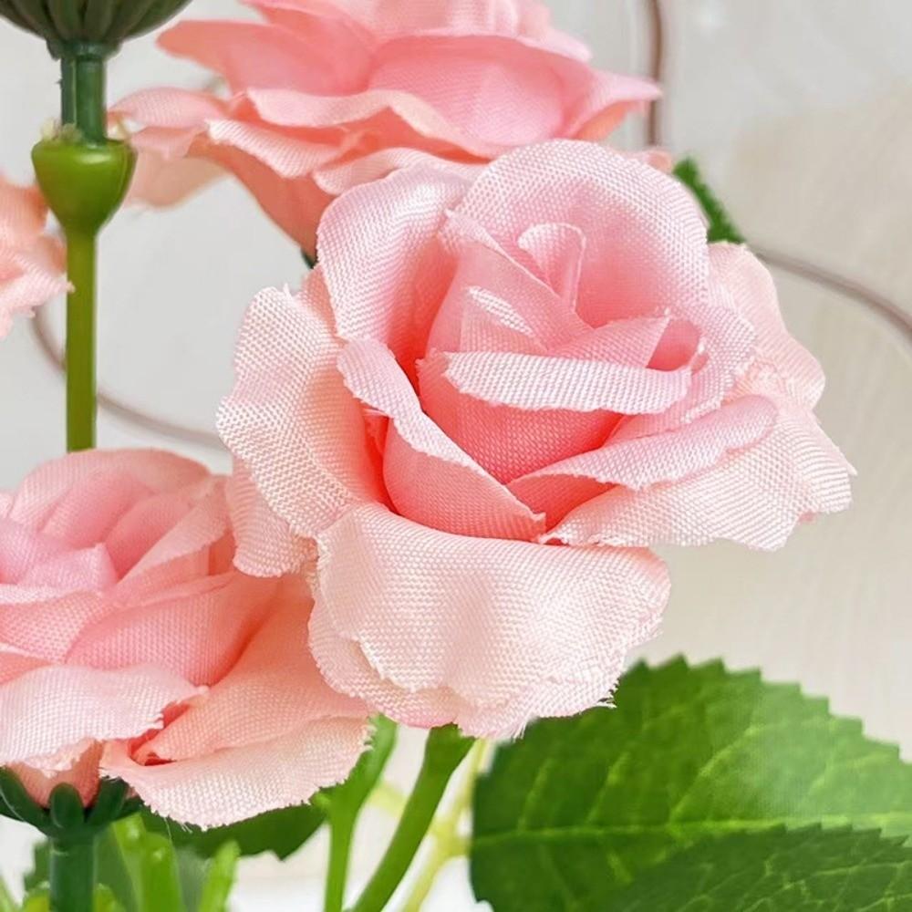 Simulated Artificial Rose Potted Flowers Multi-Bloom Bonsai Living Room Ornaments