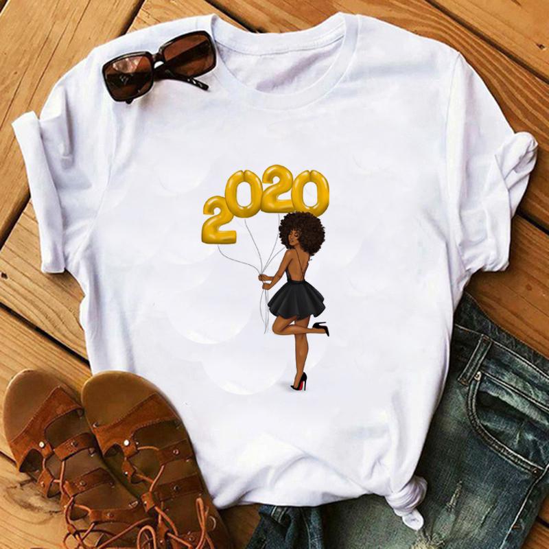 

New Women T-Shirt Cool Melanin Black Girl Print Top Female T Shirts 90S Harajuku Summer Hip Hop O-Neck Ladies Tops Short Clothes L