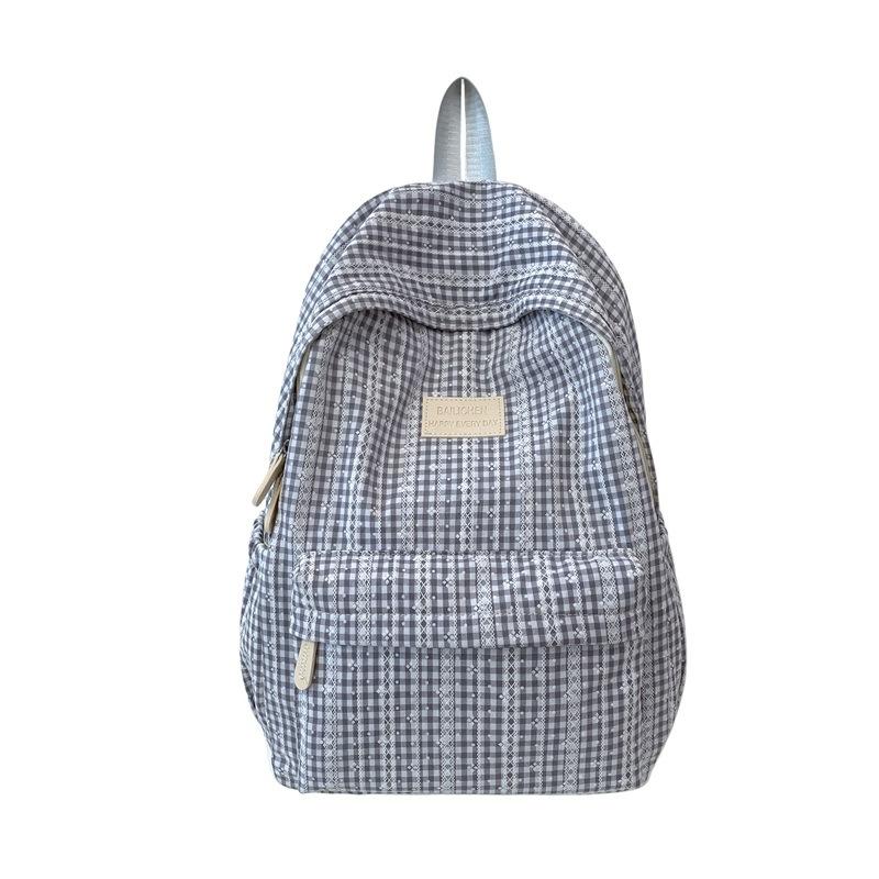 Schoolbag Pastoral Bag Small Fresh Plaid Summer Leisure Backpack 1011 New Literary and Artistic Fan Girl Travel Small Backpack