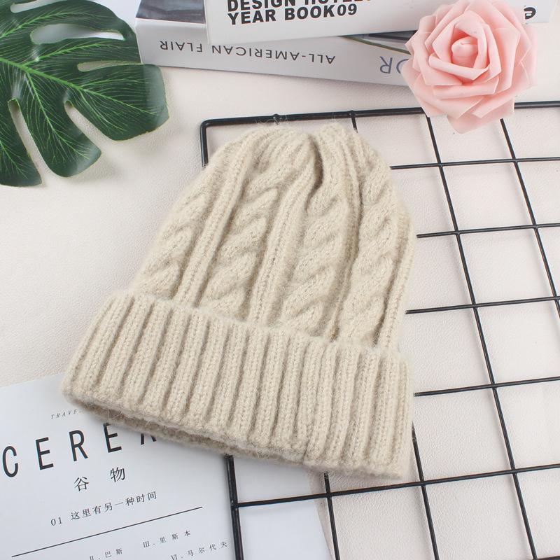 Autumn and Winter Fried Dough Twists Knitted Hat Fashion Solid Hat Smooth Board Versatile Thickened Pullover Hat