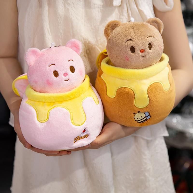 Lovely Honey Jar Bear Plush Toys Stuffed Super Soft Butter Bear Plush Doll Sleep Hug Pillow Creative Decor Birthday Xmas Gifts