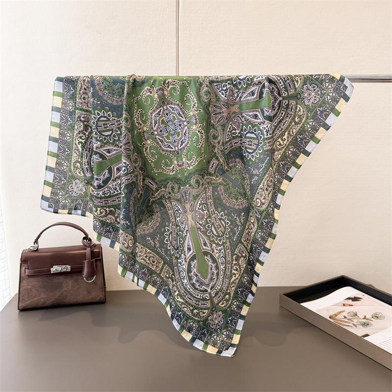 Women Square Scarf Silk Imitation Design Print  Neckerchief Bandana Lady Shawl Scarves Wrap Head Hair Band Ties