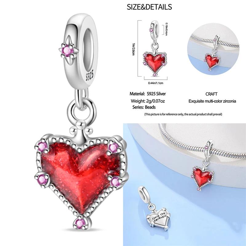 100% Copper Exquisite Tarot Cards Bracelet Pendants Blood Red Fire Snake Rose Charms Beads Diy Jewelry For Women