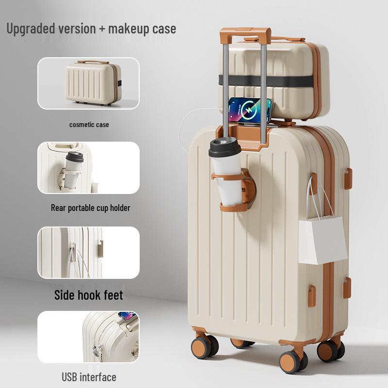 Valise trolley de haute valeur: Valise de voyage grande capacité avec fermeture éclair double couche pour hommes et femmes étudiants