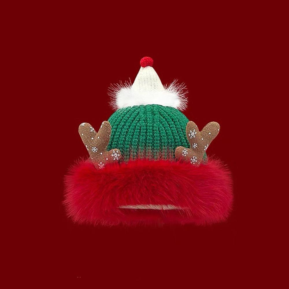 Soft Christmas Plush Cap Windproof Big Pullover Hat Fashion Thickened Brimless Cap  Outdoor