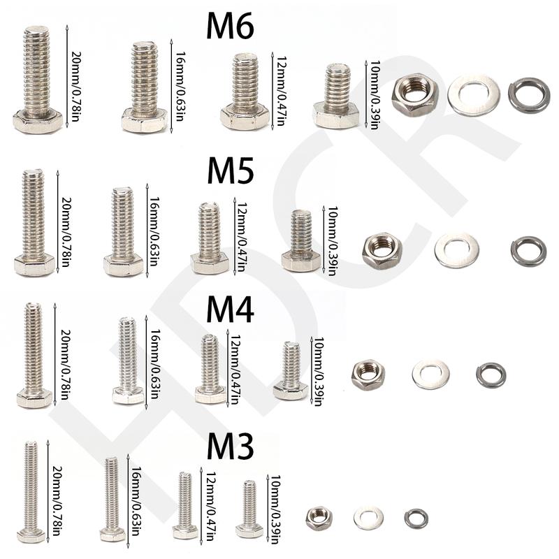 800pcs/Stainless Steel Hex Bolts, Screws, Nuts, Springs, Washers, J Nut Set, M3 M4 M5 M6 Machine Screws, Repair Tool Set