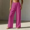 Pantalones Cropped Rectos de Algodón y Lino para Mujer Cintura Elástica Casual Ajuste Holgado Pantalones con Bolsillos para el Uso Diario