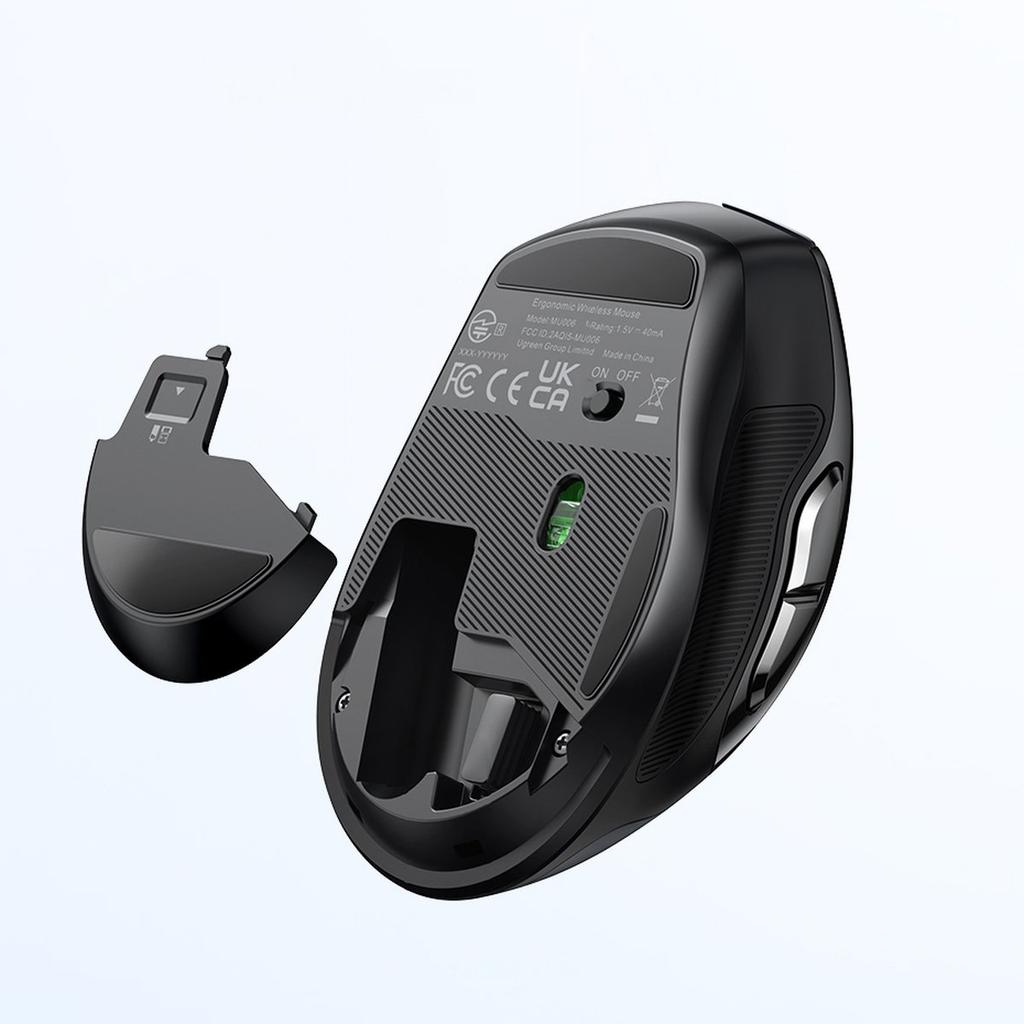 Ugreen MU006 Dual-Mode Wireless Mouse – 2.4GHz USB/Bluetooth 5.0, 4000 DPI Precision, Black