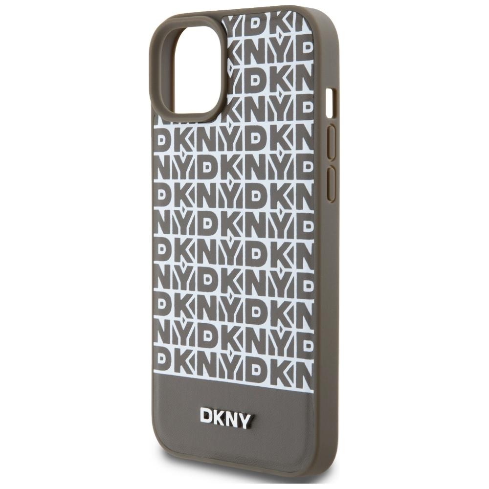 Dkny Dkhmp15Spsospw Iphone 15 / 14 / 136.1 Brązowy/Brown Hardcase Leather Printed Pattern Metal Logo Magsafe