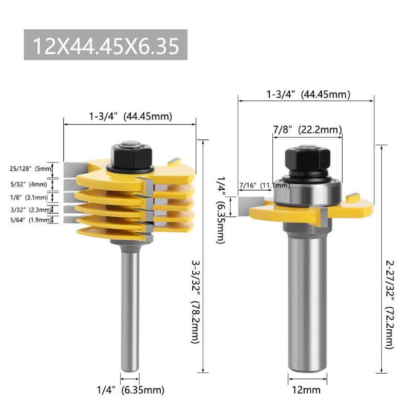 Set de freză cu 3 aripi, 7 buc, cuțit cimentat cu lamă, freză din carbură pentru lemn, 6 mm 1/4 inch 8 mm 12 mm 1/2 inch
