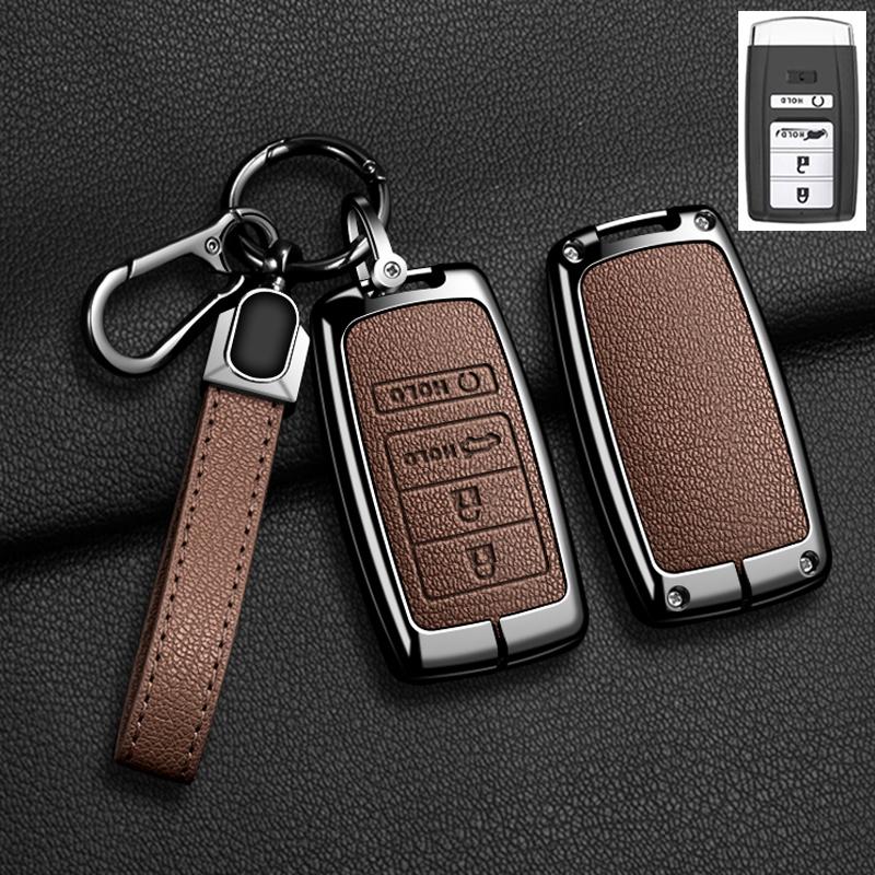 Auto Zinklegierung Leder Schlüssel Fernbedienung Hülle Abdeckung Für Acura RLX MDX CDX TLX-L NSX RDX Schutzhülle Schlüsselanhänger Auto Schlüsselanhänger Zubehör