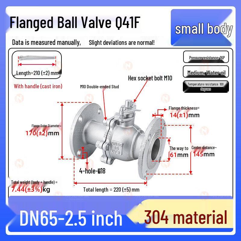 

Yunduo 304 Manual Flange Ball Valve (DN65)